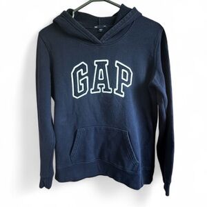 GAP Navy Women’s Oversized Y2K Logo Pullover Hoodie Sz S